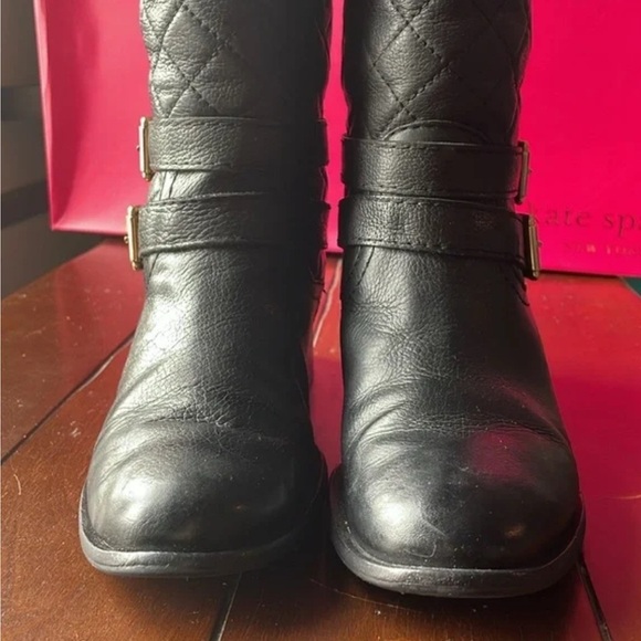 Kate Spade ♠️ Black Quilted Riding Leather Boots Size 7 🥳 - Picture 4 of 12